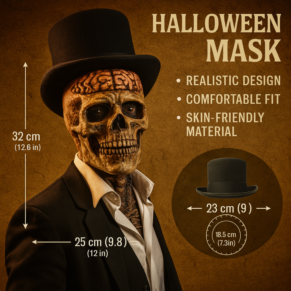 Halloween Skull Mask with Brain Detail