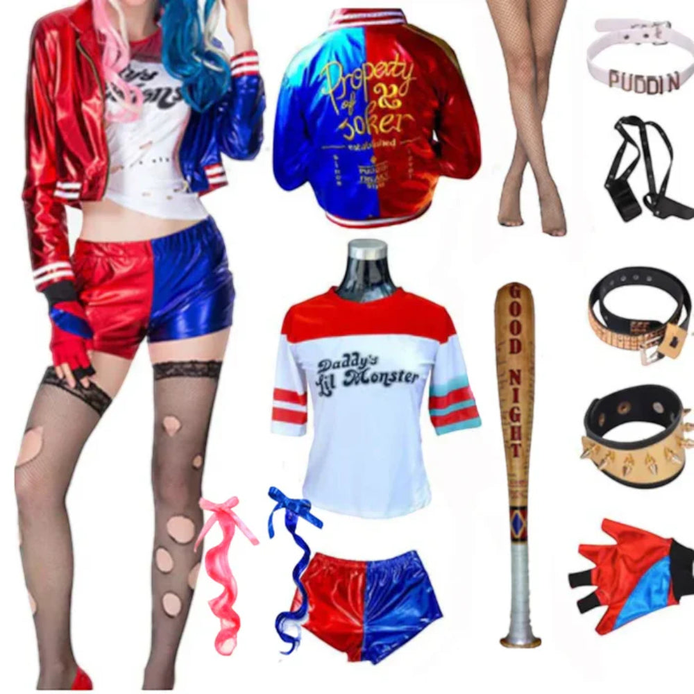Halloween Clown Costume Women Jacket Shorts Set