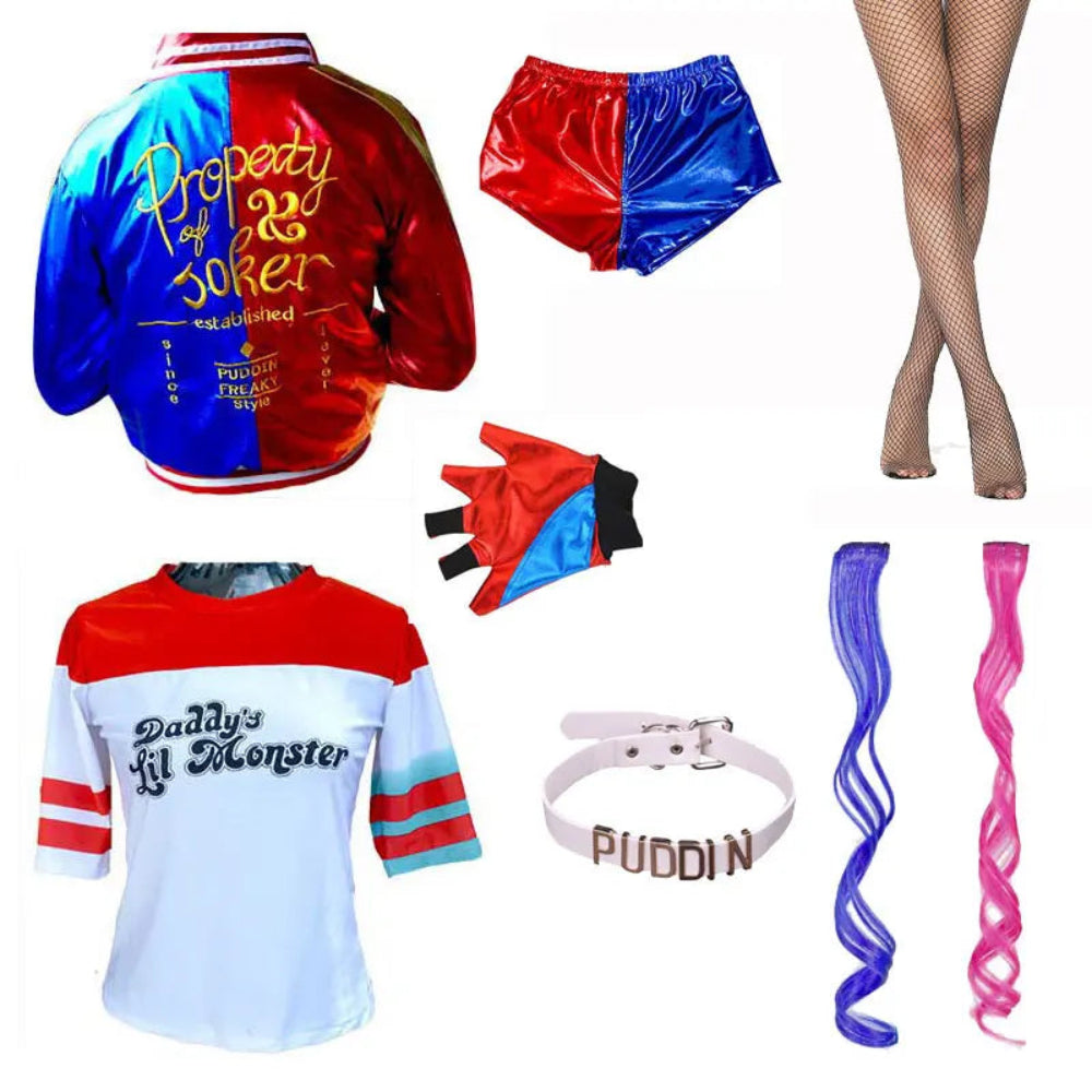 Halloween Clown Costume Women Jacket Shorts Set