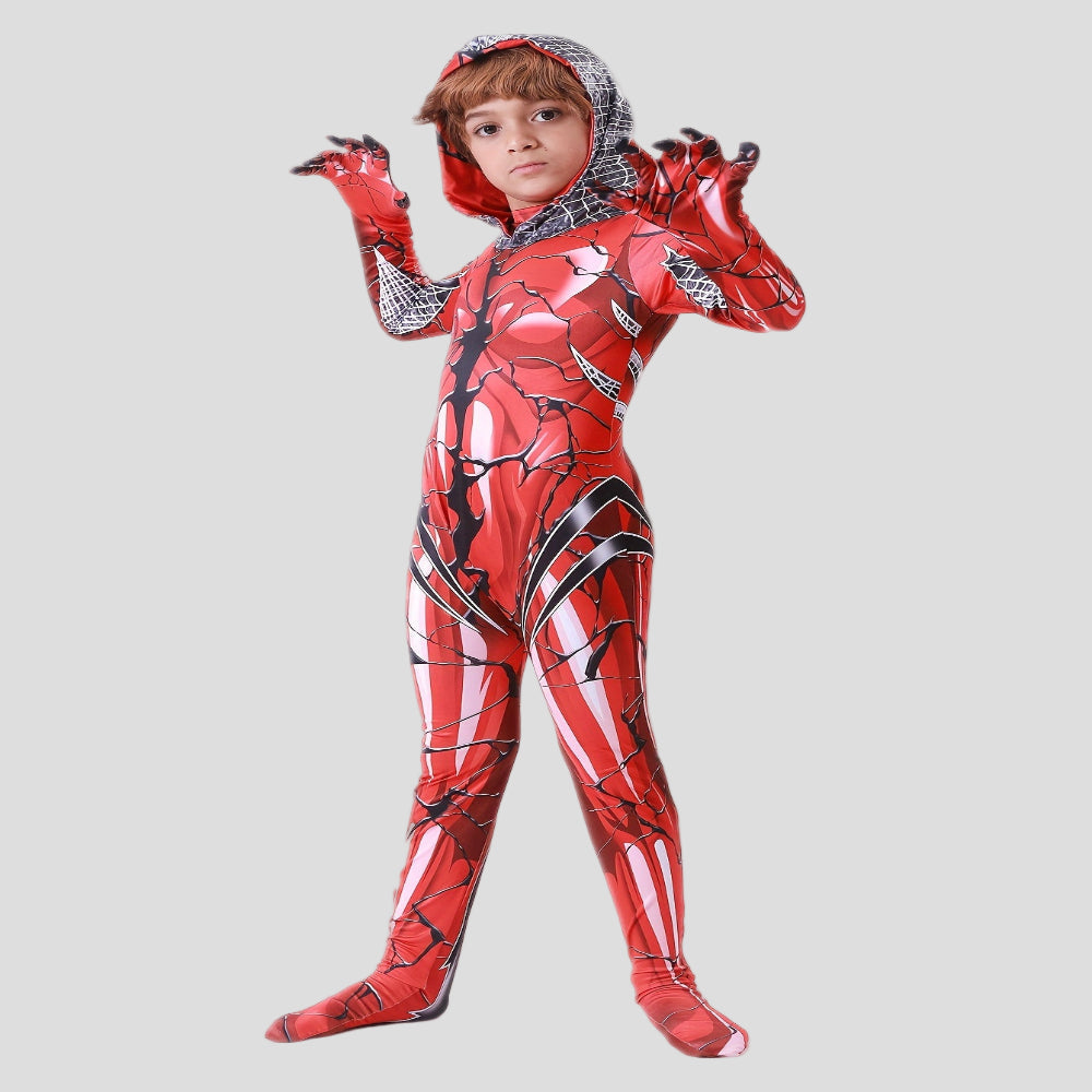 ハロウィン コスチューム 子供用 赤い スーパーヒーロー ジャンプスーツ