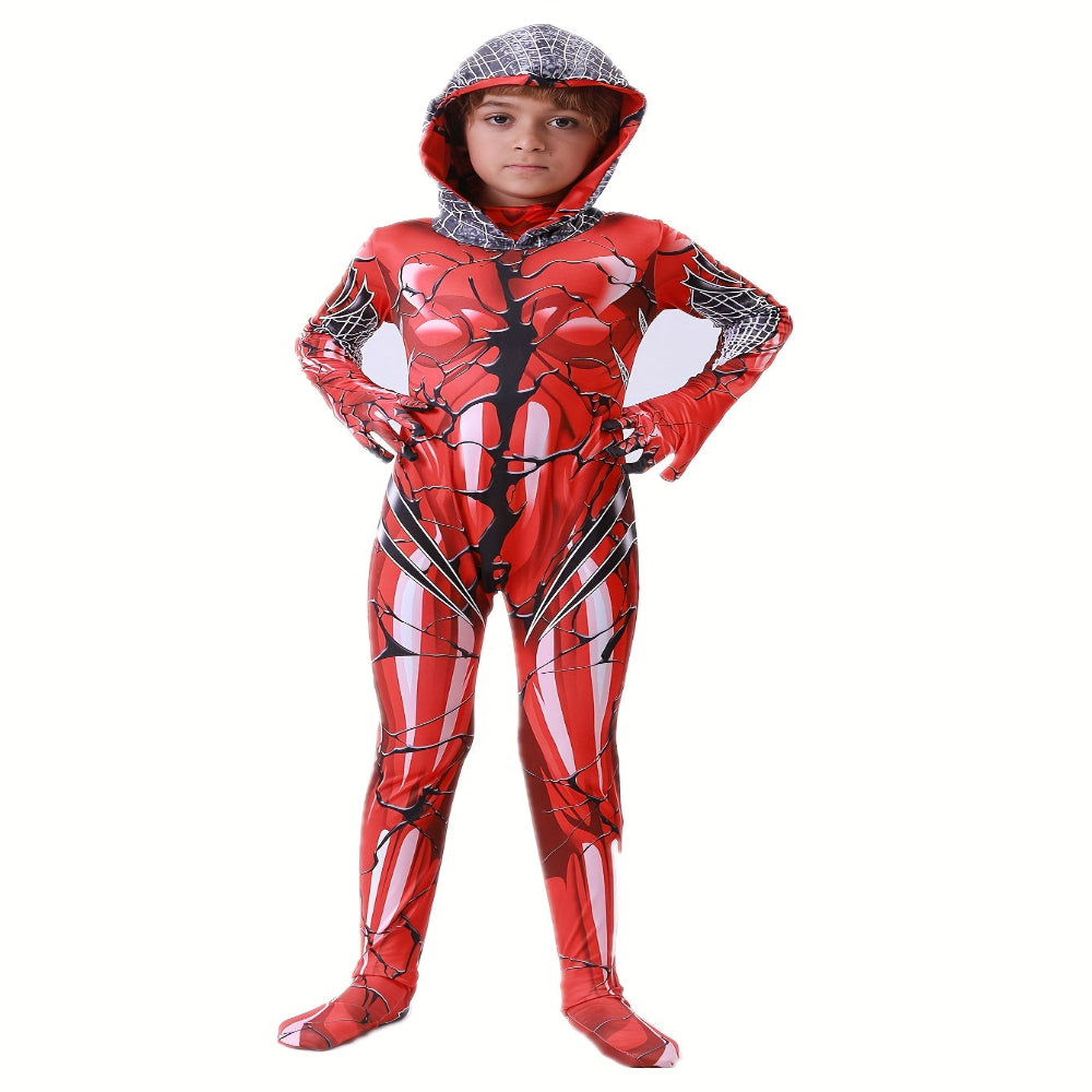 ハロウィン コスチューム 子供用 赤い スーパーヒーロー ジャンプスーツ