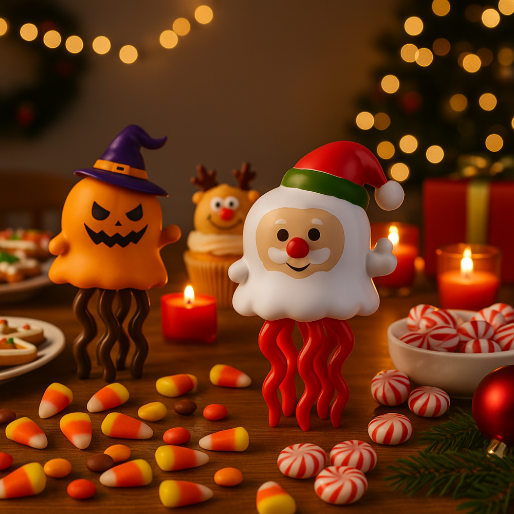 Halloween Decoration Wind Up Ghost and Holiday Toy Set