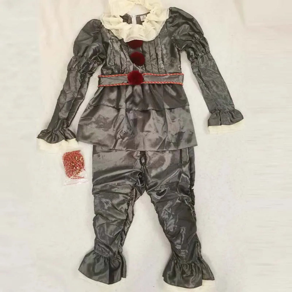 Halloween Kids Clown Costume Satin Chiffon Set