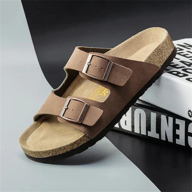 Herrensandalen aus Leder mit Schnallenriemen