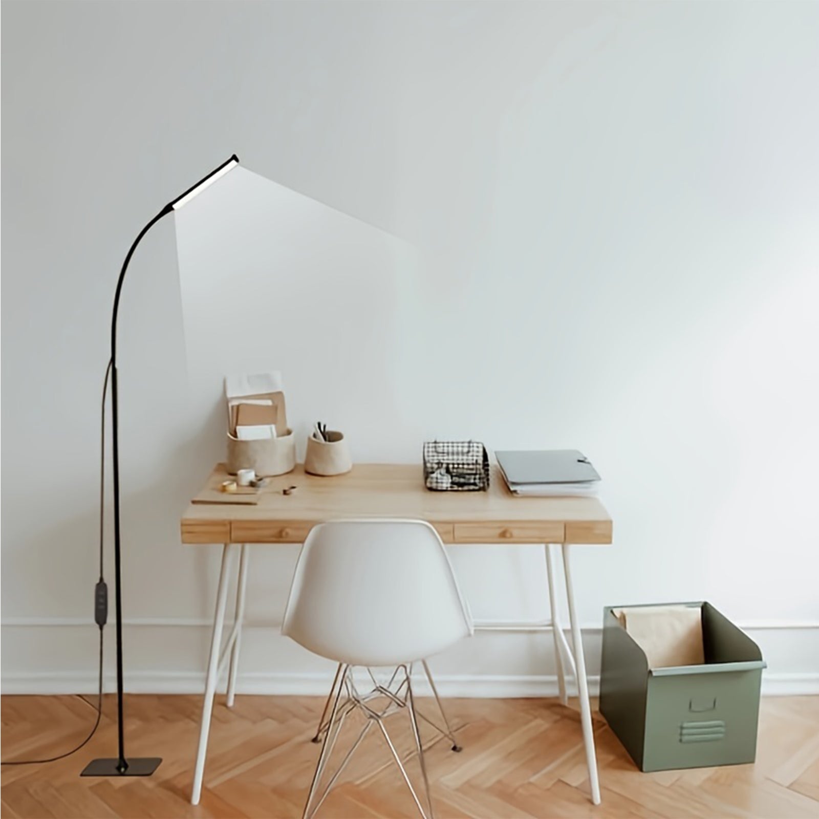 FlexiLume - Adjustable LED Floor Lamp with Dimmable Gooseneck for Reading & Decor