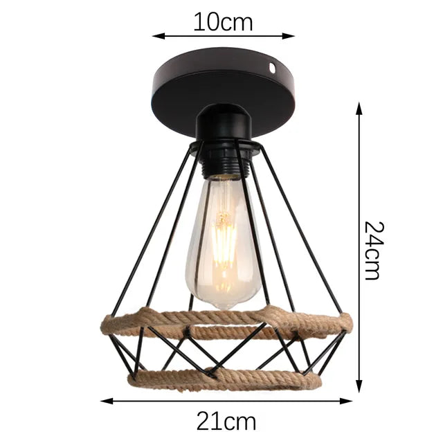 EcoGlow Rattan Ceiling Light – Rustic Vintage Pendant Lamp Crafted from Natural Materials, LED Compatible