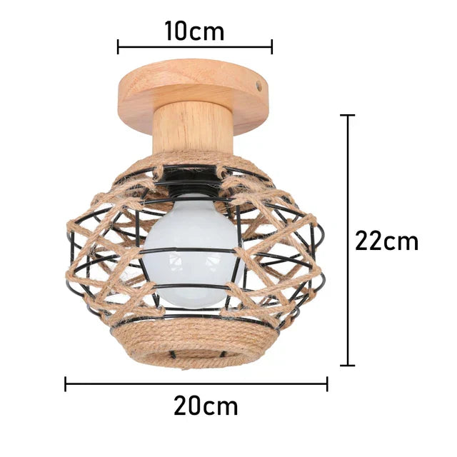 EcoGlow Rattan Ceiling Light – Rustic Vintage Pendant Lamp Crafted from Natural Materials, LED Compatible