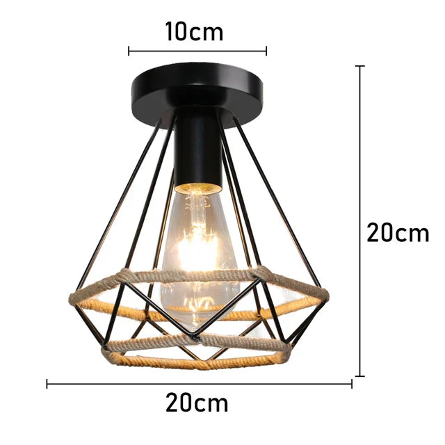 EcoGlow Rattan Ceiling Light – Rustic Vintage Pendant Lamp Crafted from Natural Materials, LED Compatible