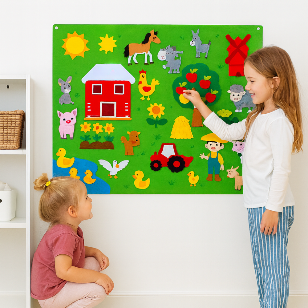 Ensemble d'apprentissage mural en feutre d'animaux pour enfants