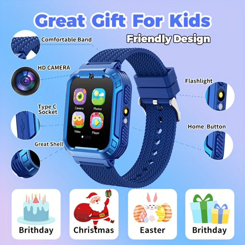 Orologio intelligente per bambini con touchscreen, ricaricabile via USB, tracker fitness educativo