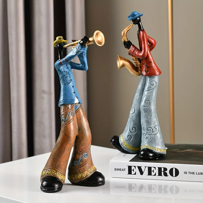Scultura in resina di musicista jazz per arte da parete