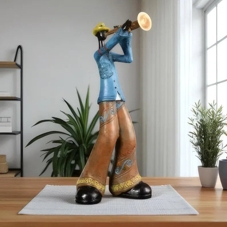 Scultura in resina di musicista jazz per arte da parete