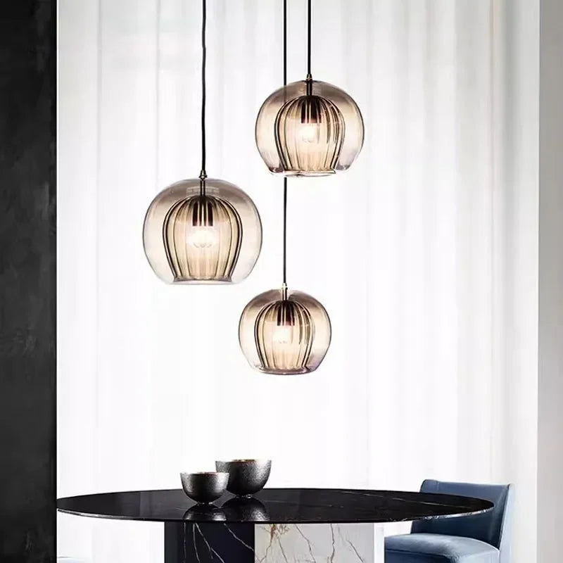 Luminous Aura | Contemporary Glass Pendant Light - Stylish Hanging Lamp for Your Living Room Decor