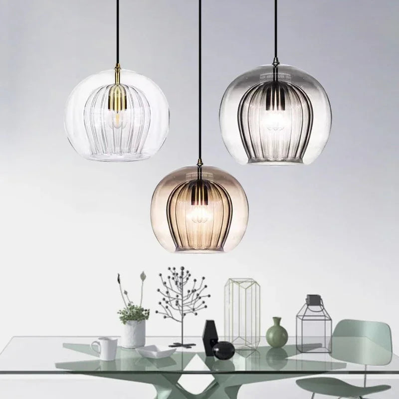 Luminous Aura | Contemporary Glass Pendant Light - Stylish Hanging Lamp for Your Living Room Decor