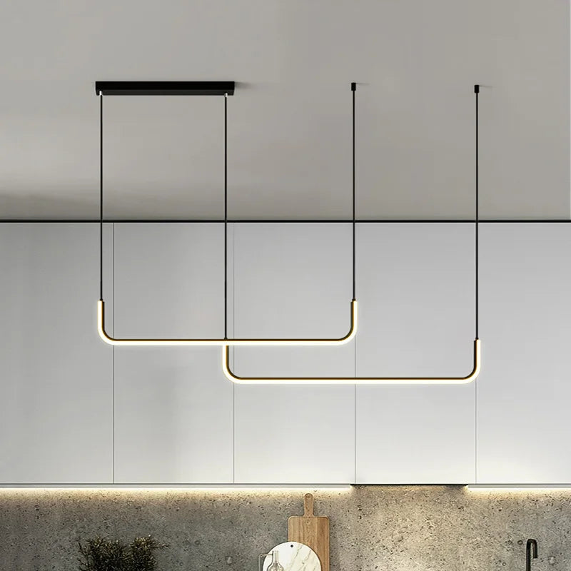 Luminous Elegance: Modern Golden Chandelier for Dining and Living Rooms – Minimalist Adjustable LED Pendant Lights