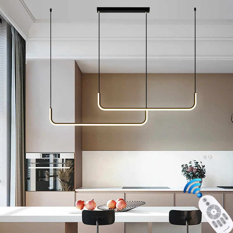 Luminous Elegance: Modern Golden Chandelier for Dining and Living Rooms – Minimalist Adjustable LED Pendant Lights