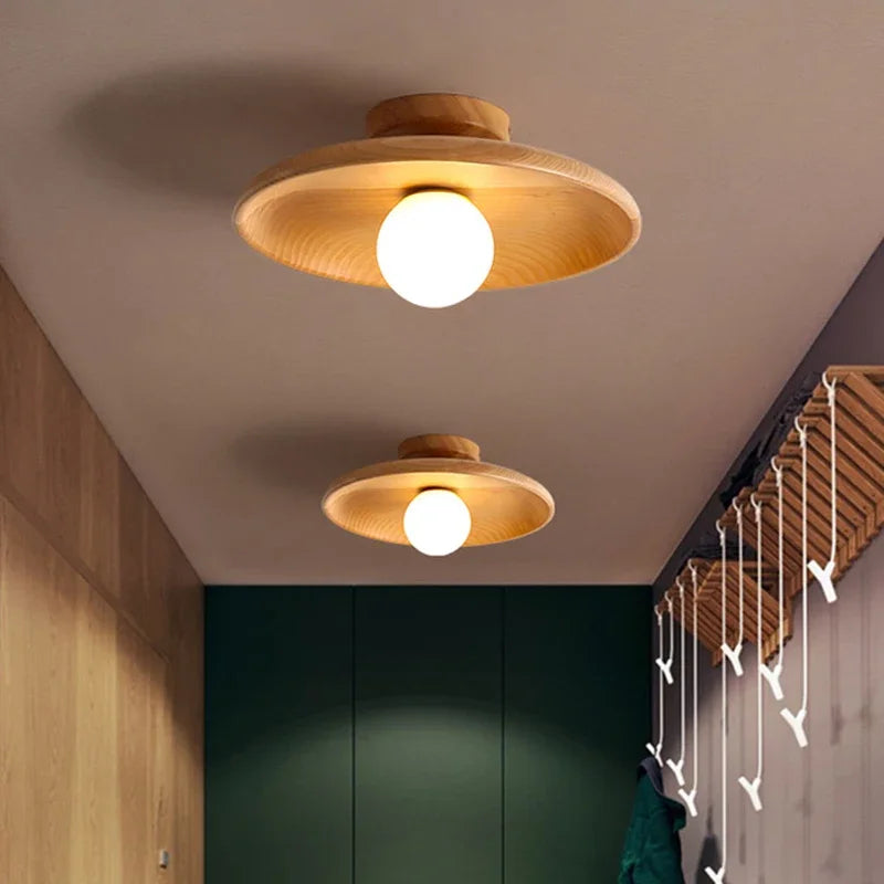 LumenCraft: Contemporary Wooden Pendant Light, LED-Compatible Ceiling Fixture for Living or Dining Spaces