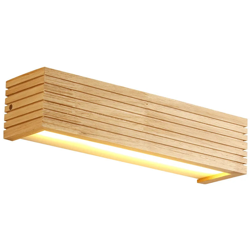 Luminous Timber Glow: Modern Wooden LED Wall Light for Bathroom & Hallway | Minimalist Indoor Lighting in Warm White