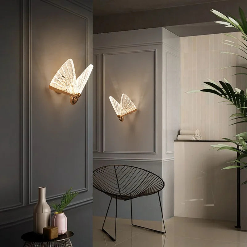 Luminous Flutter: Elegant LED Wall Lights - Modern Designer Lamps for Living Room & Hallway Decor