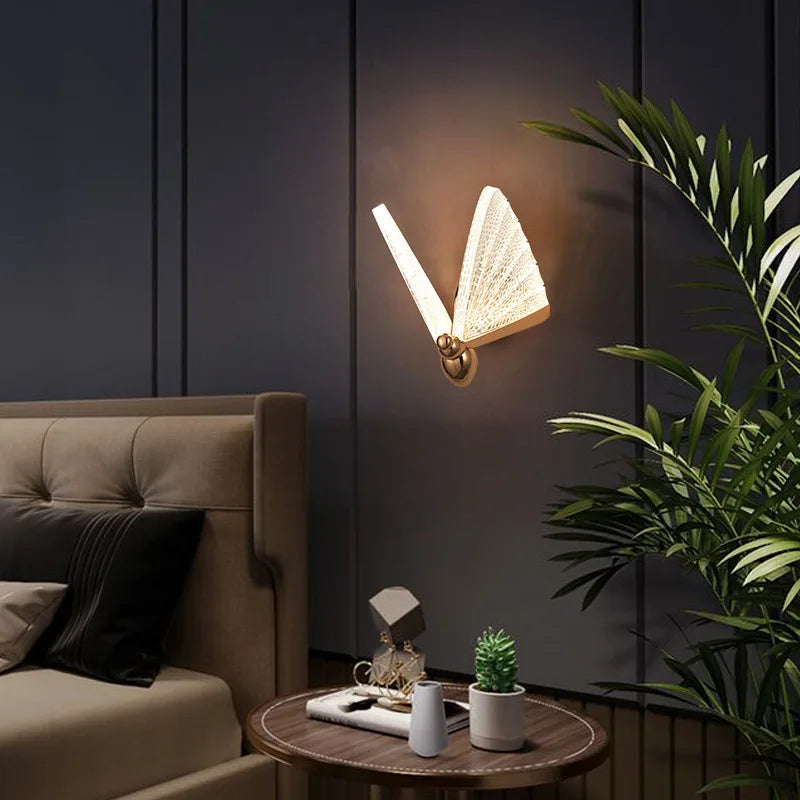 Luminous Flutter: Elegant LED Wall Lights - Modern Designer Lamps for Living Room & Hallway Decor