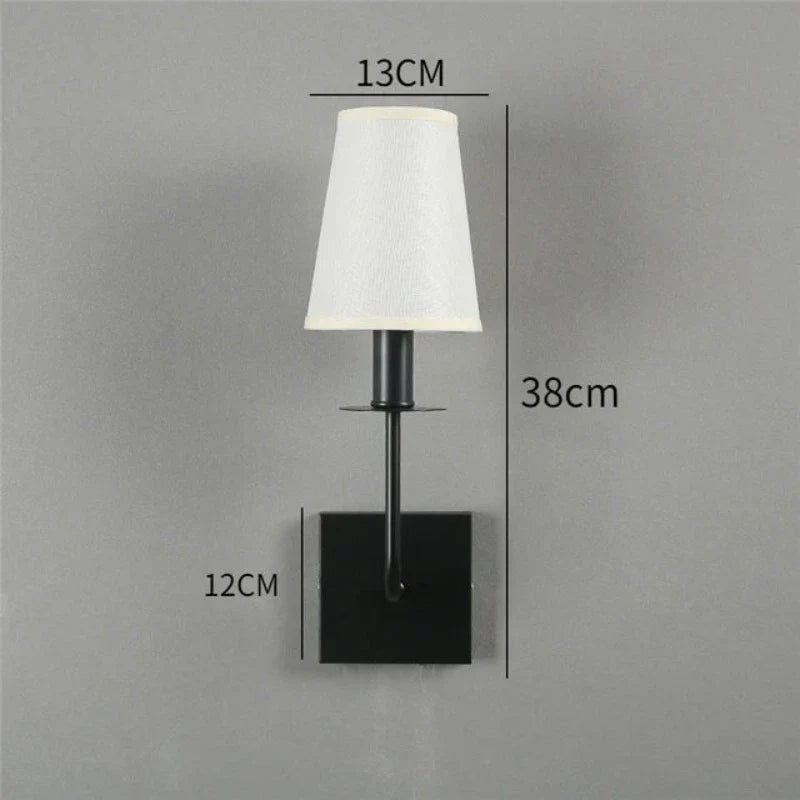 Luminous Haven Wall Light – Stylish Metal & Fabric Shade LED Lamp for Bedroom and Living Room Elegance