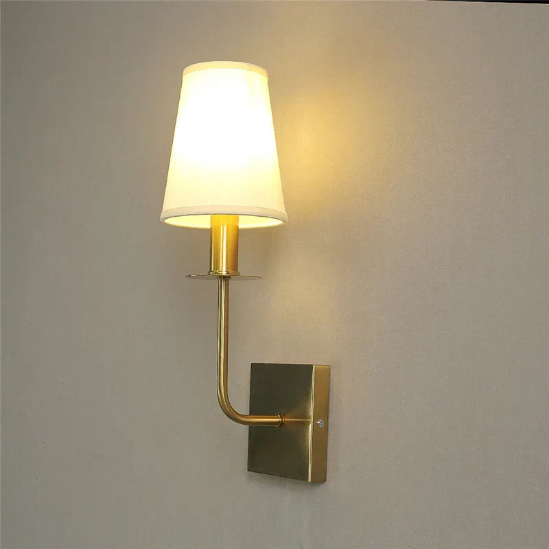 Luminous Haven Wall Light – Stylish Metal & Fabric Shade LED Lamp for Bedroom and Living Room Elegance