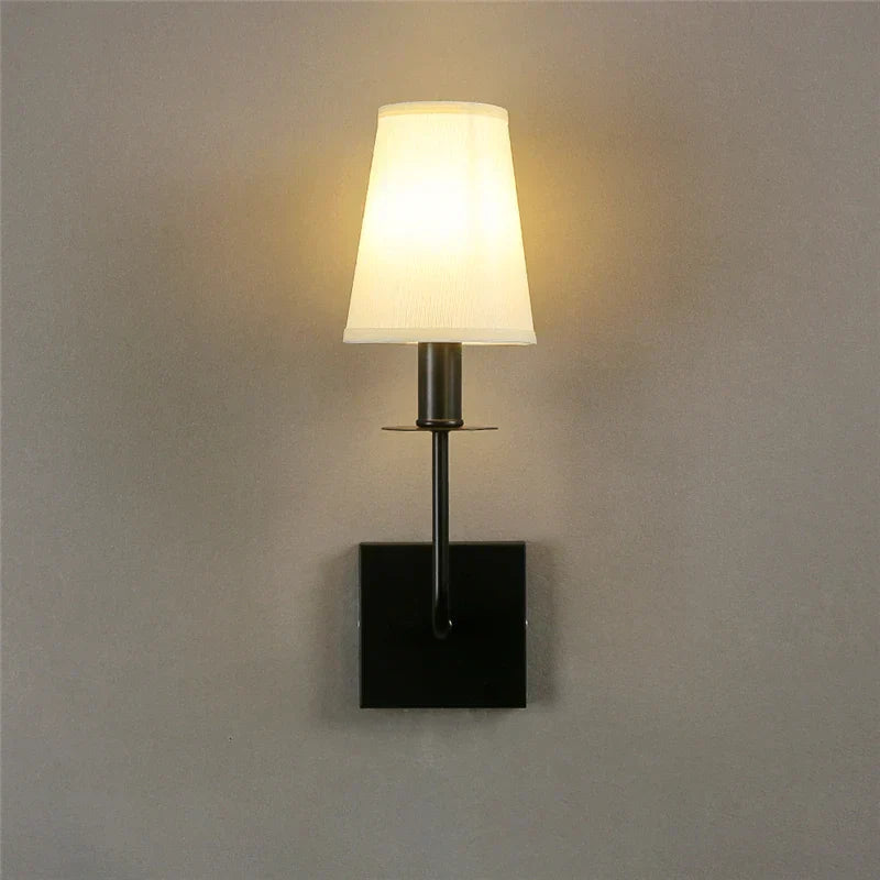 Luminous Haven Wall Light – Stylish Metal & Fabric Shade LED Lamp for Bedroom and Living Room Elegance