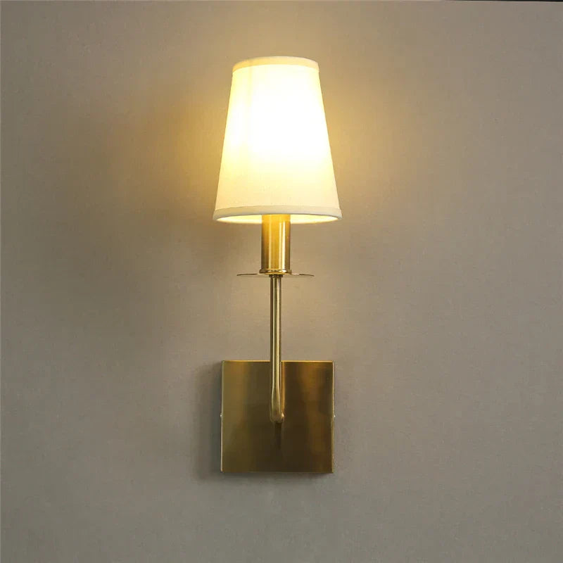 Luminous Haven Wall Light – Stylish Metal & Fabric Shade LED Lamp for Bedroom and Living Room Elegance