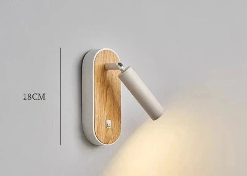 Luminous Nordic Glow – Stylish Rotatable LED Wall Light for Contemporary Bedroom Decor with Wood Finish