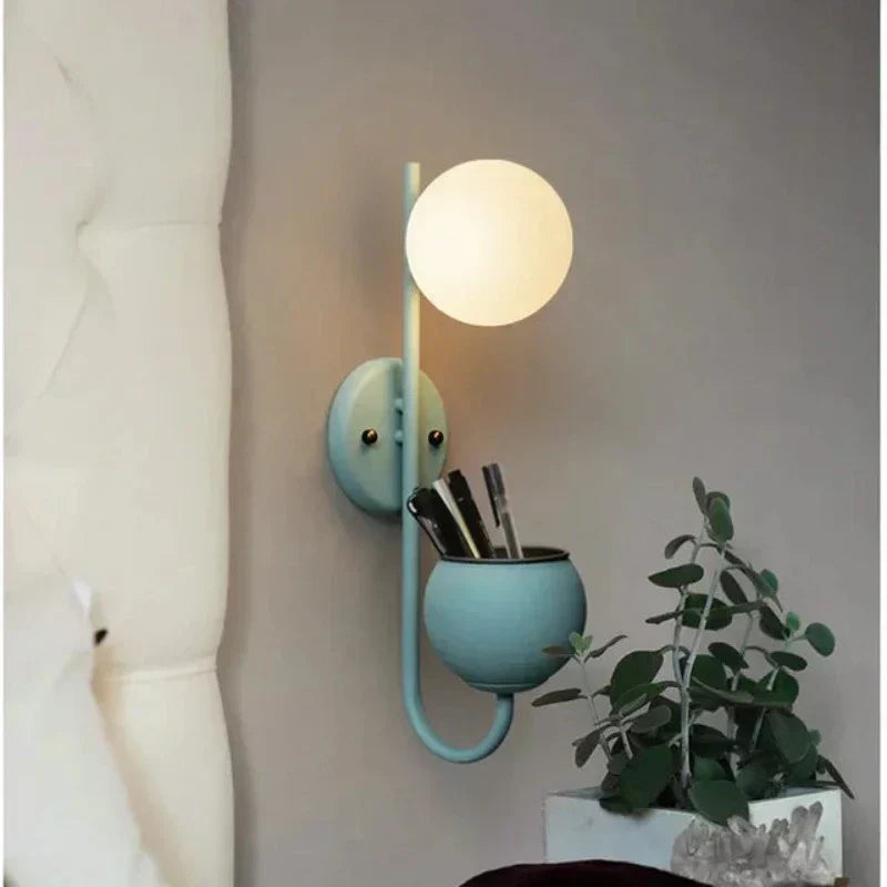 Luminous Leaf: Stylish Nordic Wall Lamp with Plant Holder – Minimalist LED Design for Living Room & Hallway