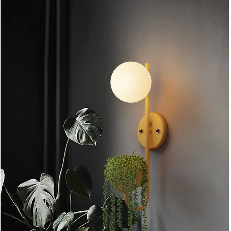 Luminous Leaf: Stylish Nordic Wall Lamp with Plant Holder – Minimalist LED Design for Living Room & Hallway