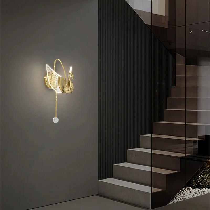 Luminous Elegance Wall Light in Gold - Contemporary LED Lamp for Bedroom & Living Room Décor