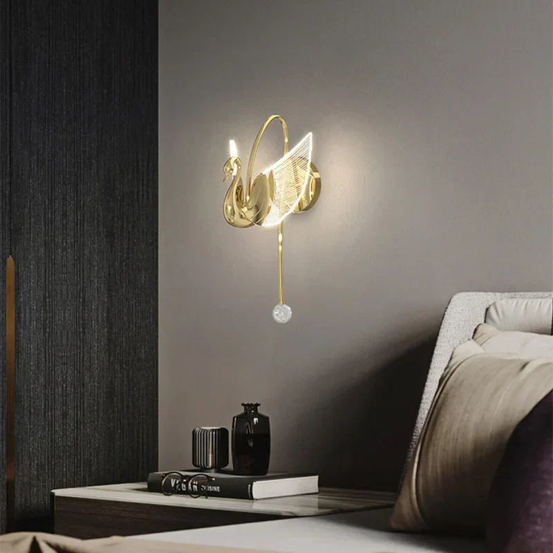 Luminous Elegance Wall Light in Gold - Contemporary LED Lamp for Bedroom & Living Room Décor