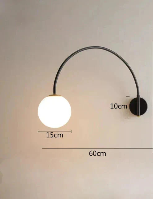 Luminous Sphere: Modern Wall Light with Globe Glass - LED Lamp for Bedroom & Living Space Decor