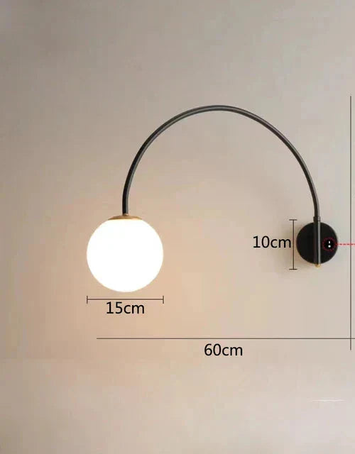 Luminous Sphere: Modern Wall Light with Globe Glass - LED Lamp for Bedroom & Living Space Decor