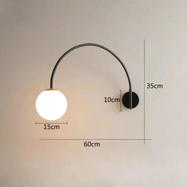 Luminous Sphere: Modern Wall Light with Globe Glass - LED Lamp for Bedroom & Living Space Decor