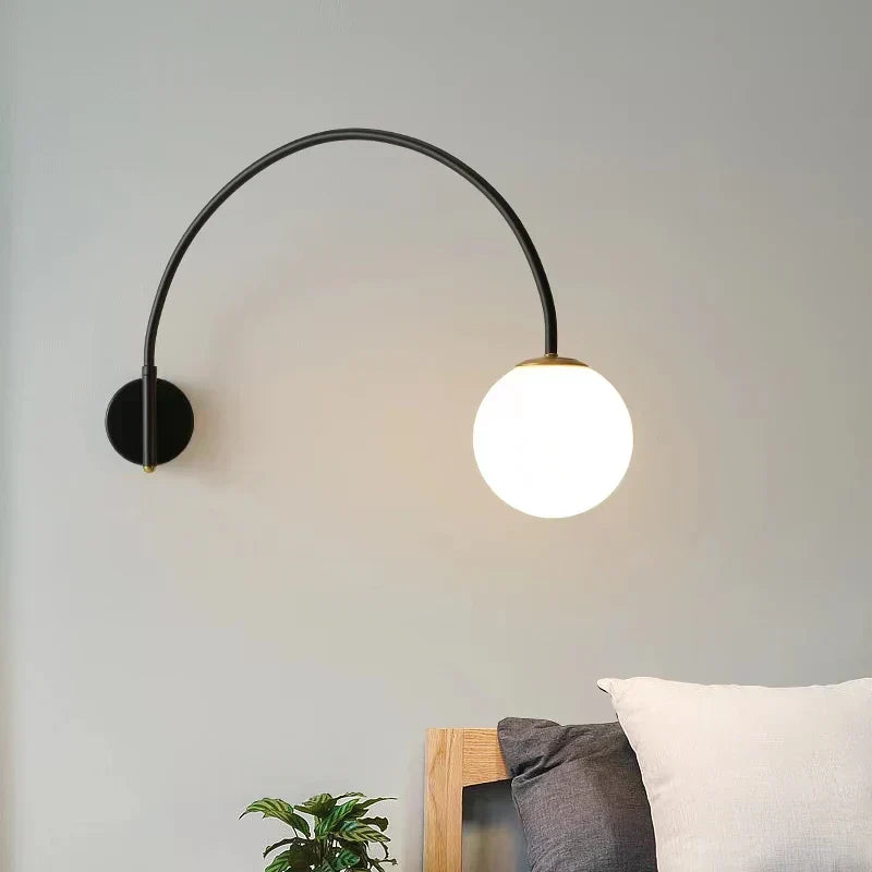 Luminous Sphere: Modern Wall Light with Globe Glass - LED Lamp for Bedroom & Living Space Decor