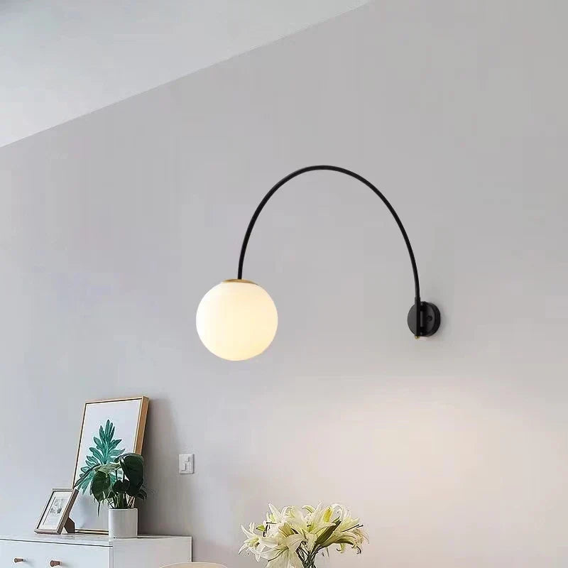 Luminous Sphere: Modern Wall Light with Globe Glass - LED Lamp for Bedroom & Living Space Decor