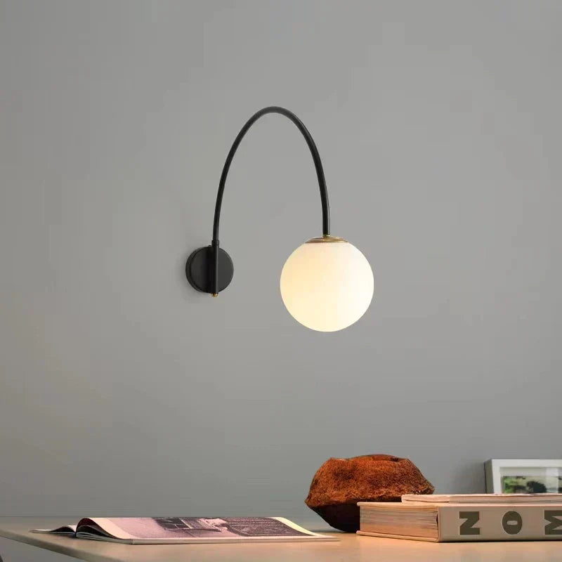 Luminous Sphere: Modern Wall Light with Globe Glass - LED Lamp for Bedroom & Living Space Decor