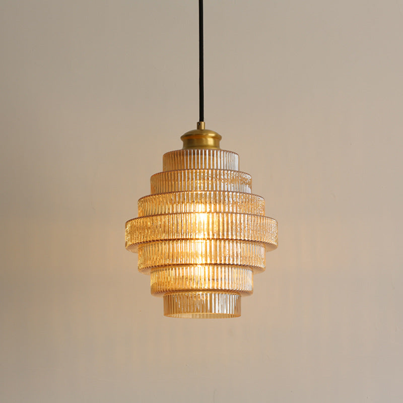 VintageGlow - Bottle-Shaped Brass Glass Pendant Lamp