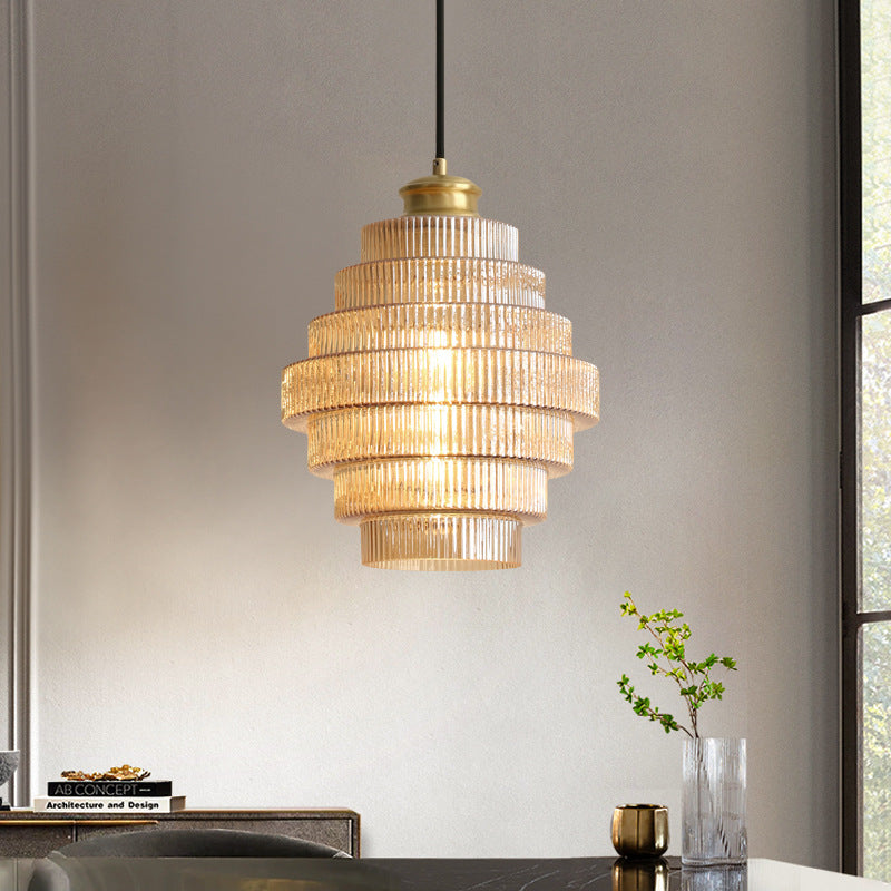 VintageGlow - Bottle-Shaped Brass Glass Pendant Lamp