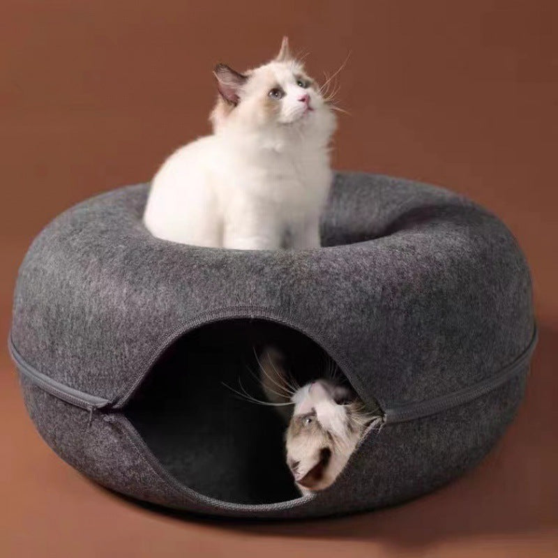 Kattekurv filt tunnel hule til flere katte