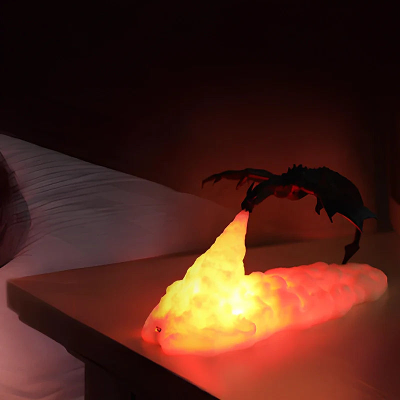 LED Fantasy Drage Flamme Bordlampe
