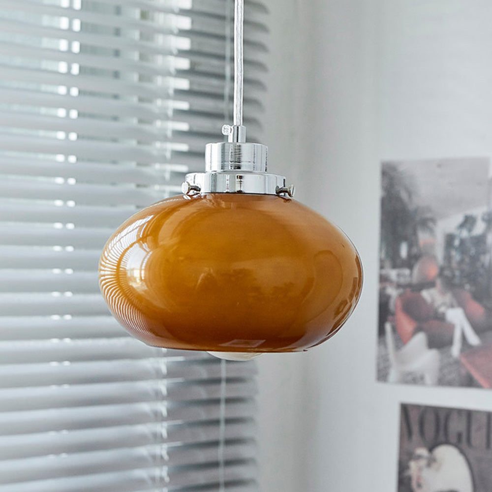 SunGlow - Mid-Century Yellow Glass Pendant Ceiling Lamp