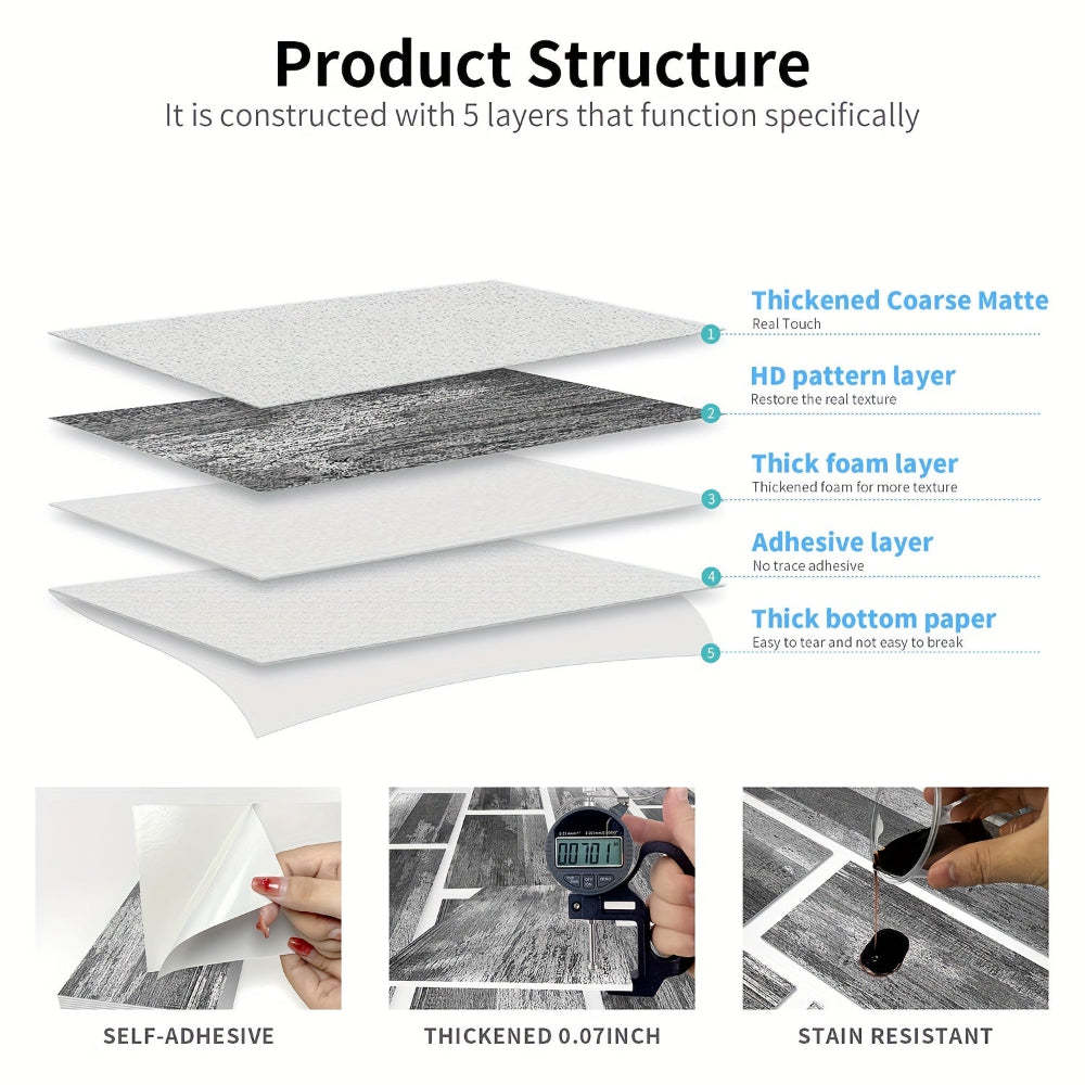 Abziehbare und klebende Wandpaneele rustikale Holzstruktur wasserdichte Dekoration