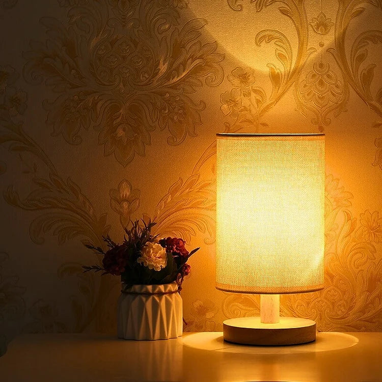 Bordlampe Naturligt Træ Stof Dæmpbar Lys