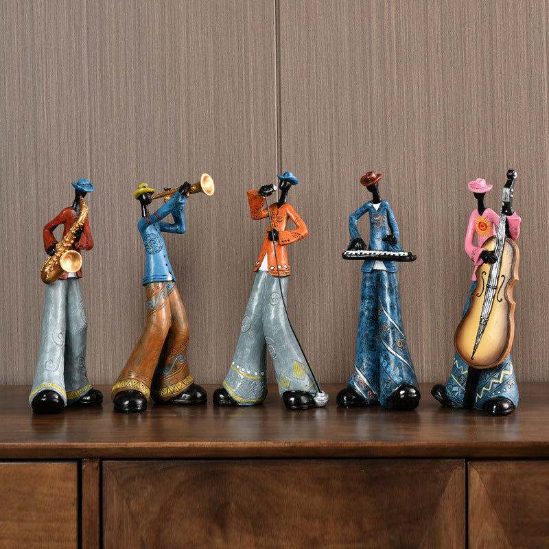 Scultura in resina di musicista jazz per arte da parete