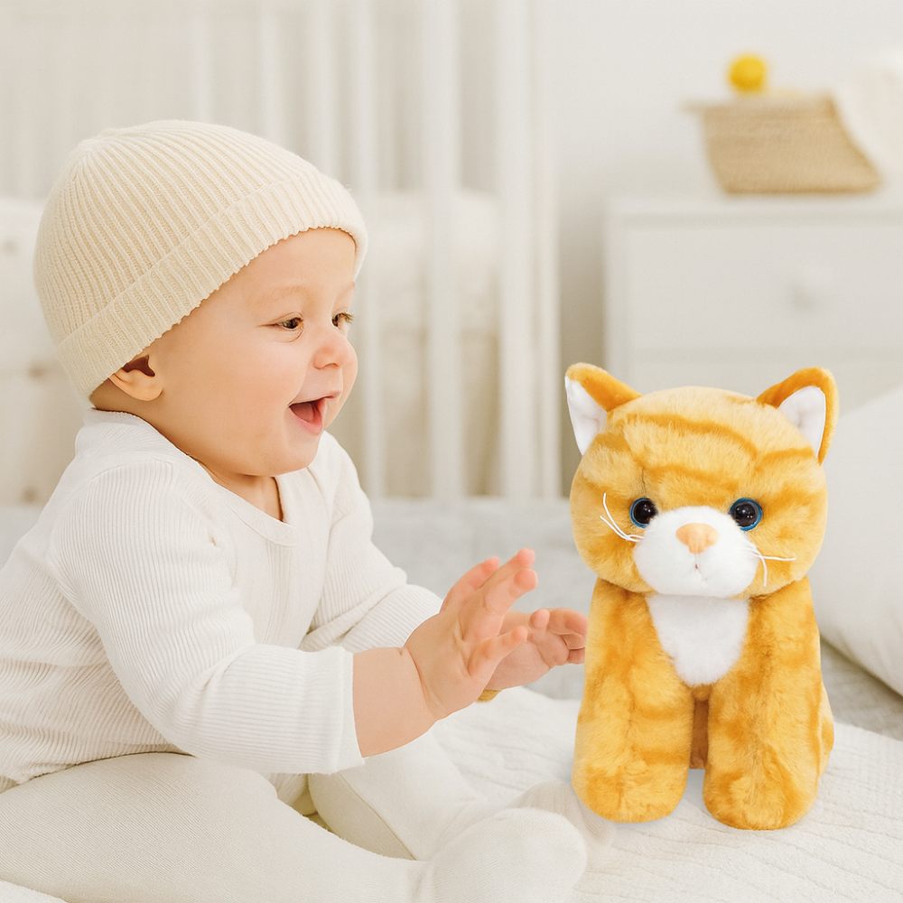 Realistisches Katzenplüschspielzeug Weiche Gefüllte Kätzchenspielpuppe Kinder Geschenk