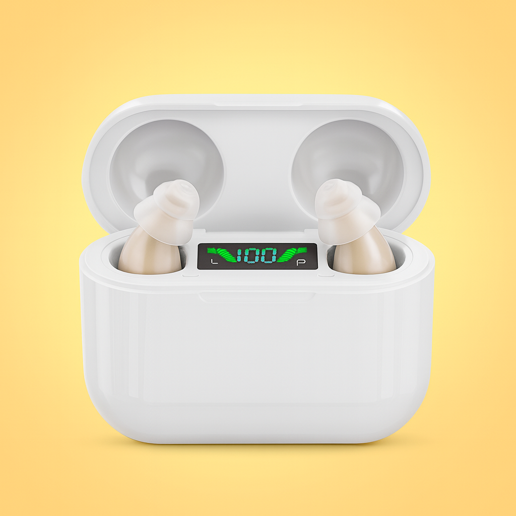 デジタル充電式ノイズキャンセリング補聴器セット