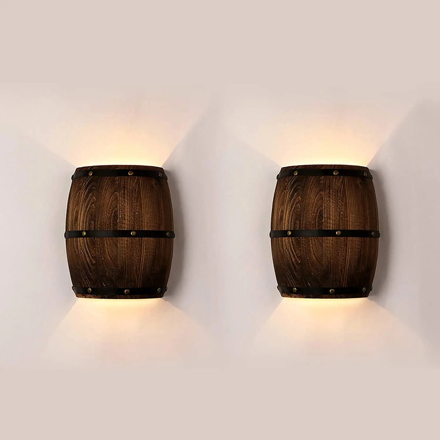 Timber Glow Rustic Wall Light - Vintage Wooden Lamp in Industrial Style for Living Room & Bar